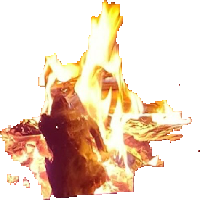 A campfire flame isolated on a transparent background - the GrabCut cutout that feeds the inflator.