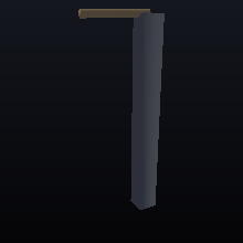 A copper arm sagging noticeably and keeping part of the bend.