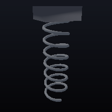A steel coil spring stretching only slightly under the pull weight.