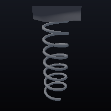 An aluminium-foil coil stretched to the render's clamp limit.