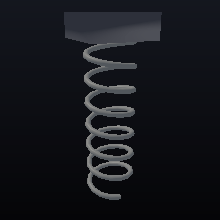 A cotton-string coil stretched to the render's clamp limit.