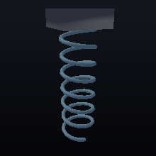 A pipe-cleaner coil stretching and keeping most of the stretch.