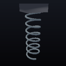 A glass coil spring stretching a little and returning without any set.