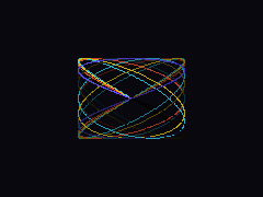 Colored parametric curves weaving a rounded box shape.