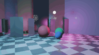 Hall of Mirrors, cool neon, orbiting