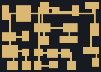 Gold dungeon rooms joined by corridors.
