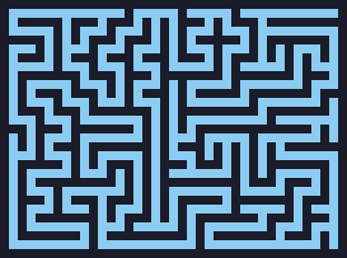 A perfect blue maze on a dark background.