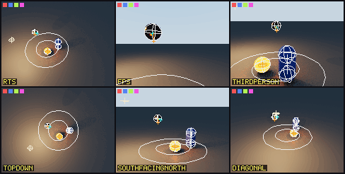 Beauty render overlaid with collider wireframes, velocity and force vectors, surface normals and reflection rays.